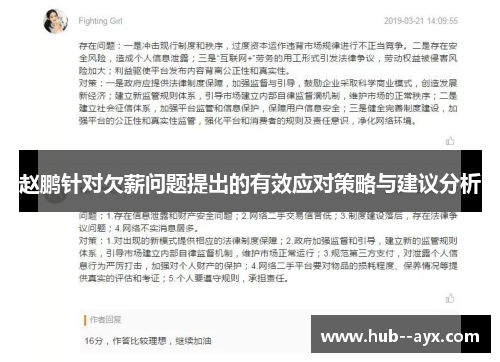 赵鹏针对欠薪问题提出的有效应对策略与建议分析