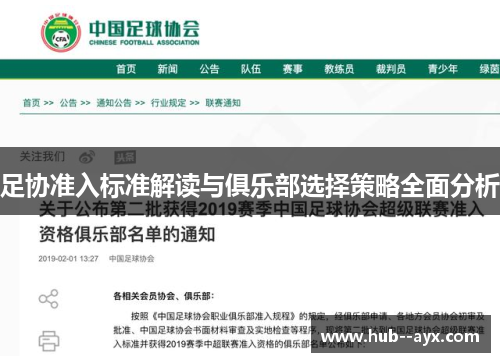 足协准入标准解读与俱乐部选择策略全面分析 足协准入标准解读与俱乐部选择策略全面分析