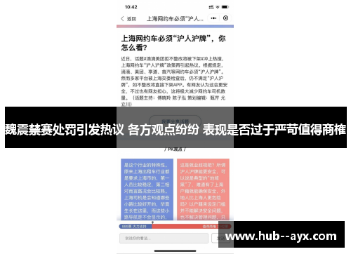 魏震禁赛处罚引发热议 各方观点纷纷 表现是否过于严苛值得商榷 魏震禁赛处罚引发热议 各方观点纷纷 表现是否过于严苛值得商榷
